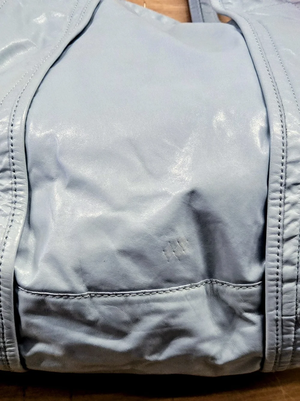 Kenneth Cole Light Blue Leather Shoulder Tote
